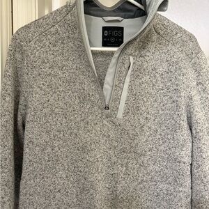 Figs Women Heather Gray Zip-Up Sweater